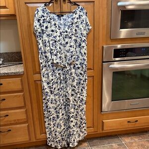 Ellos Blue and Cream Floral Dress